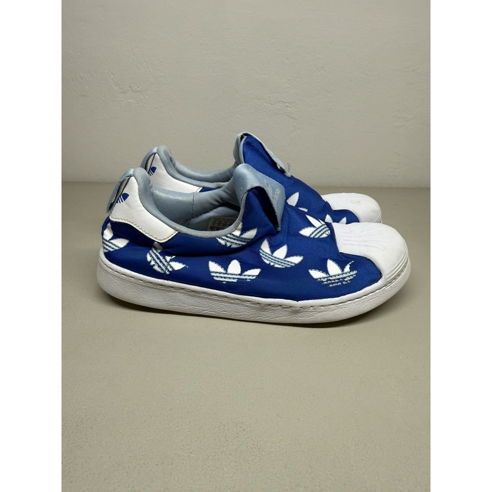 Adidas Superstar 360 Blue/White IF3587 Toddler Athletic Slip-on Sneaker Sz 2